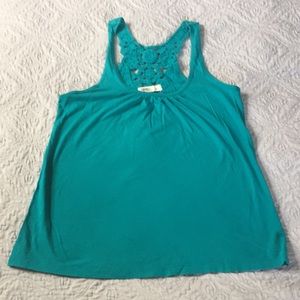 Green, racer back, crochet detail tank top